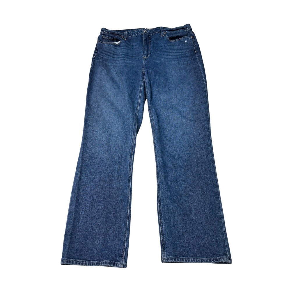 Paige Stella High Rise Wide Leg Jeans Blue Denim Size 34x29‎ Distressed Stretch